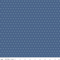 1/2 Yard or Fat Quarter Denim Blue Stitch Designer Quilting Cotton, Autumn Collection by Lori Holt for Riley Blake Designs