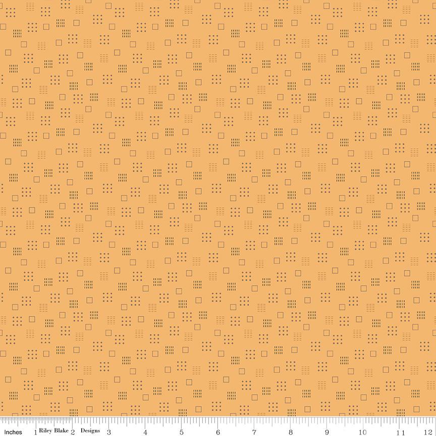 1/2 Yard or Fat Quarter - Marigold Yellow Squares Designer Quilting Cotton, Autumn Collection by Lori Holt for Riley Blake Designs