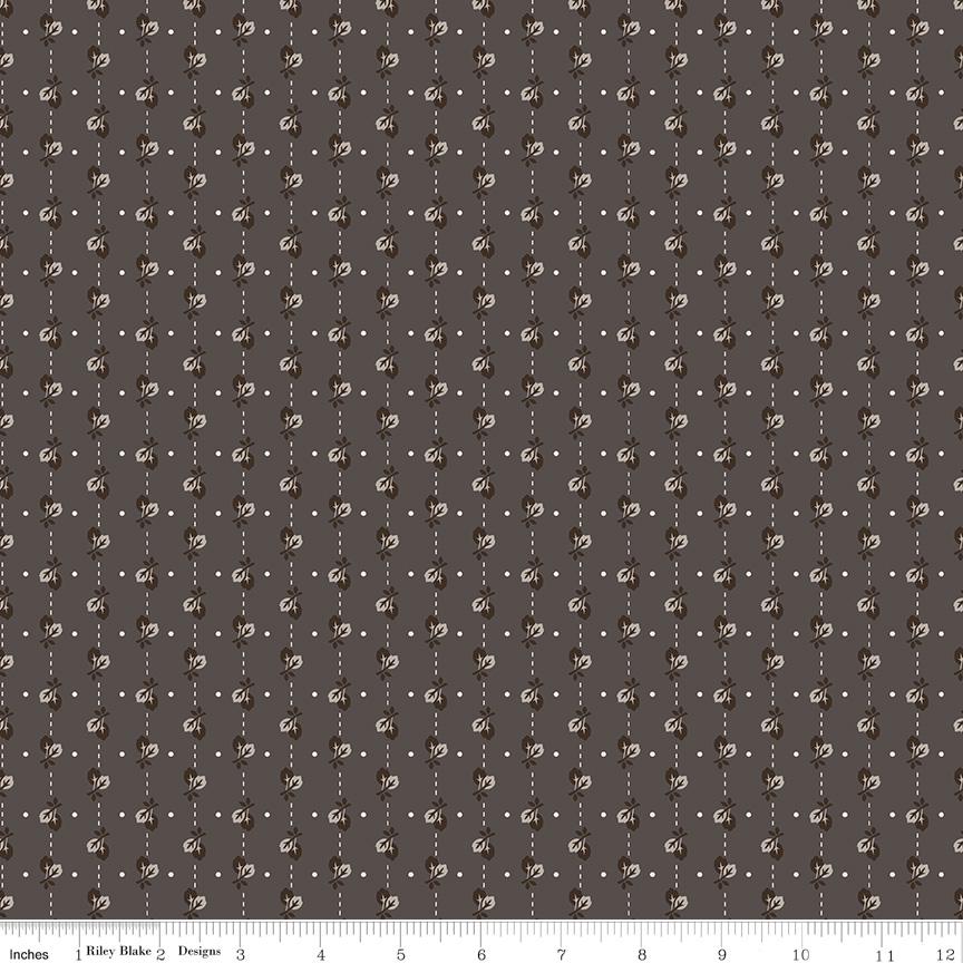 Fat Quarter Brown Milk Can Leaves Designer Quilting Cotton, Autumn Collection by Lori Holt for Riley Blake Designs