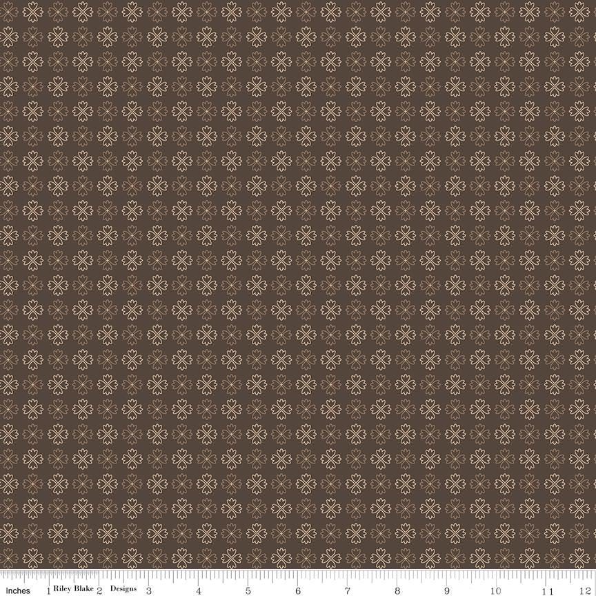 Fat Quarter Raisin Brown Kerchief Designer Quilting Cotton, Autumn Collection by Lori Holt for Riley Blake Designs