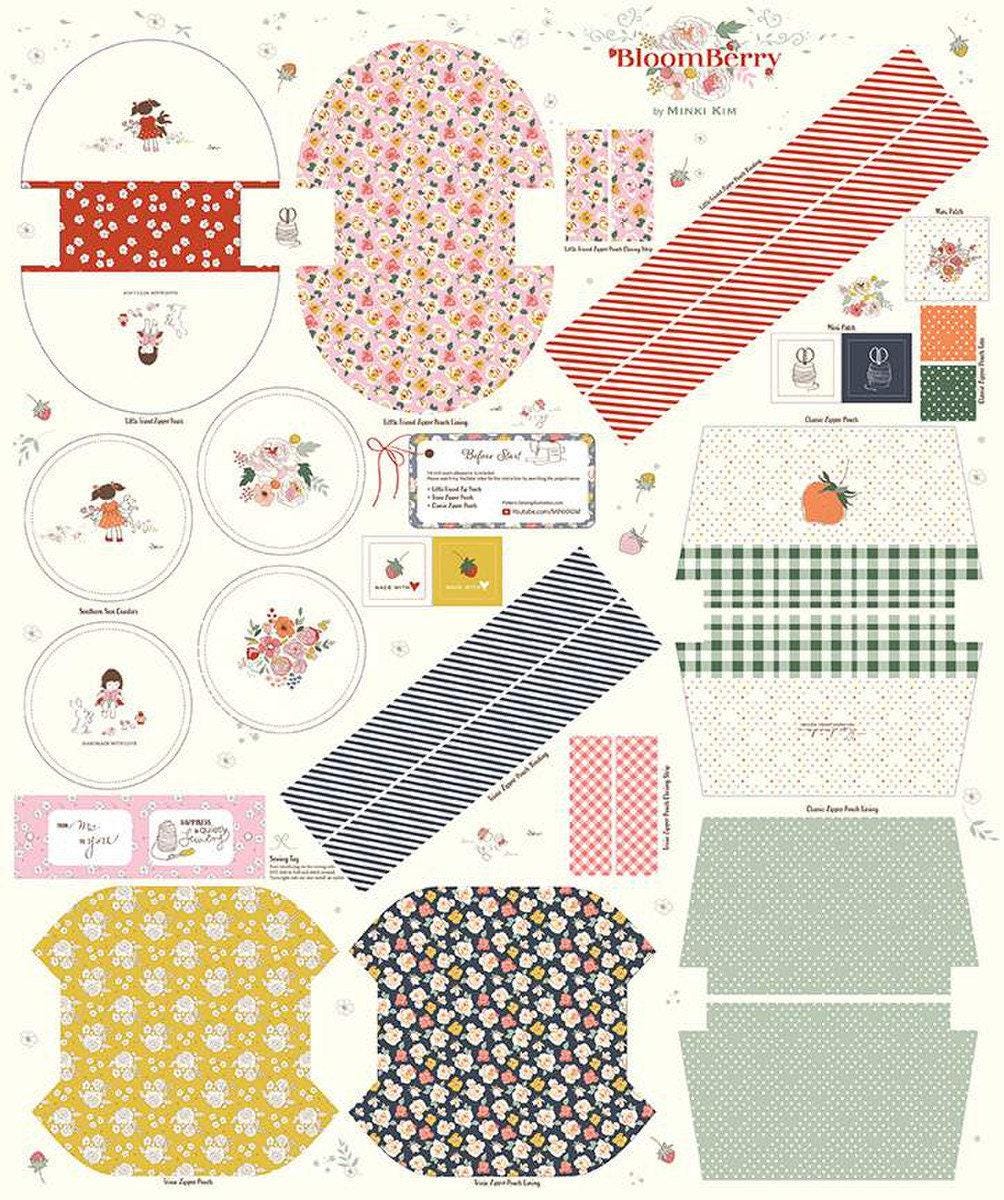 Bloomberry Zipper Pouch Panel by Minki Kim from Riley Blake Designs