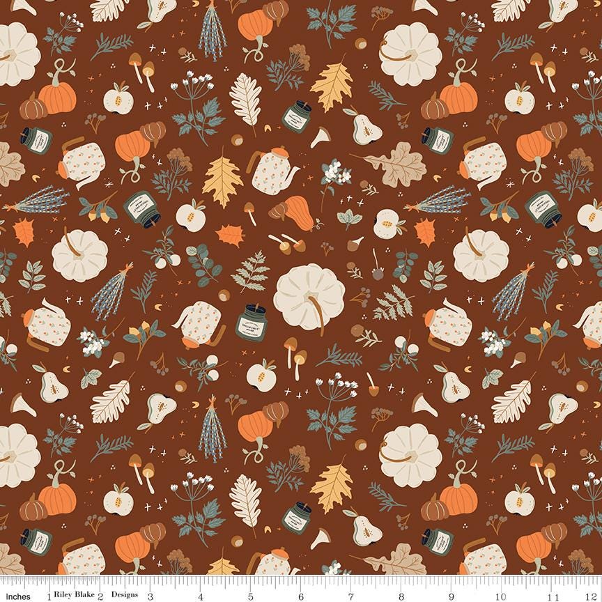 Pumpkin Spice Half Yard Fabric Bundle + Bonus 1/4 Yard, Quilting Cotton by Simple Simon and Co. for Riley Blake Designs
