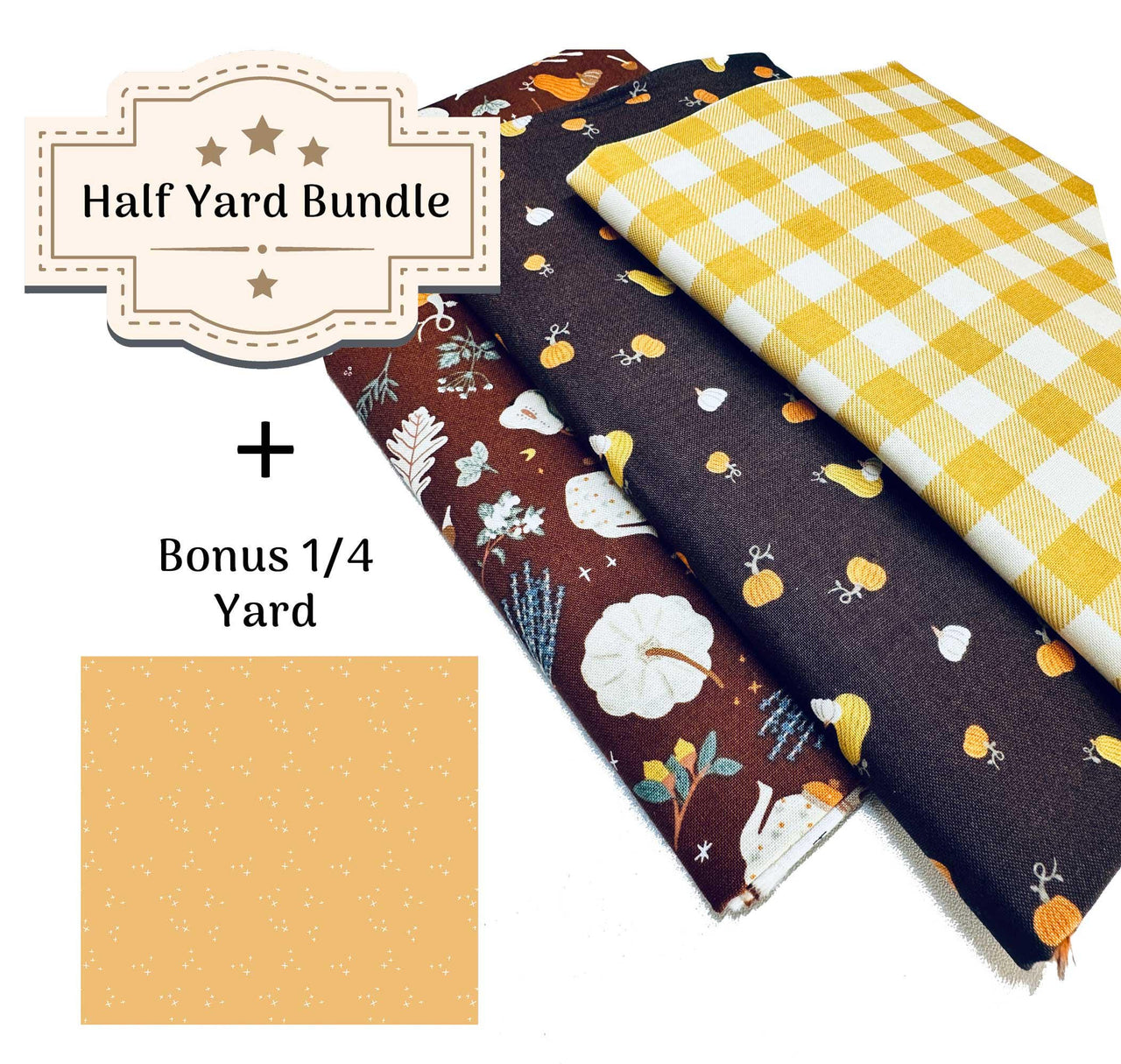 Pumpkin Spice Half Yard Fabric Bundle + Bonus 1/4 Yard, Quilting Cotton by Simple Simon and Co. for Riley Blake Designs