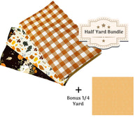 Pumpkin Spice Half Yard Fabric Bundle + Bonus 1/4 Yard, Quilting Cotton by Simple Simon and Co. for Riley Blake Designs