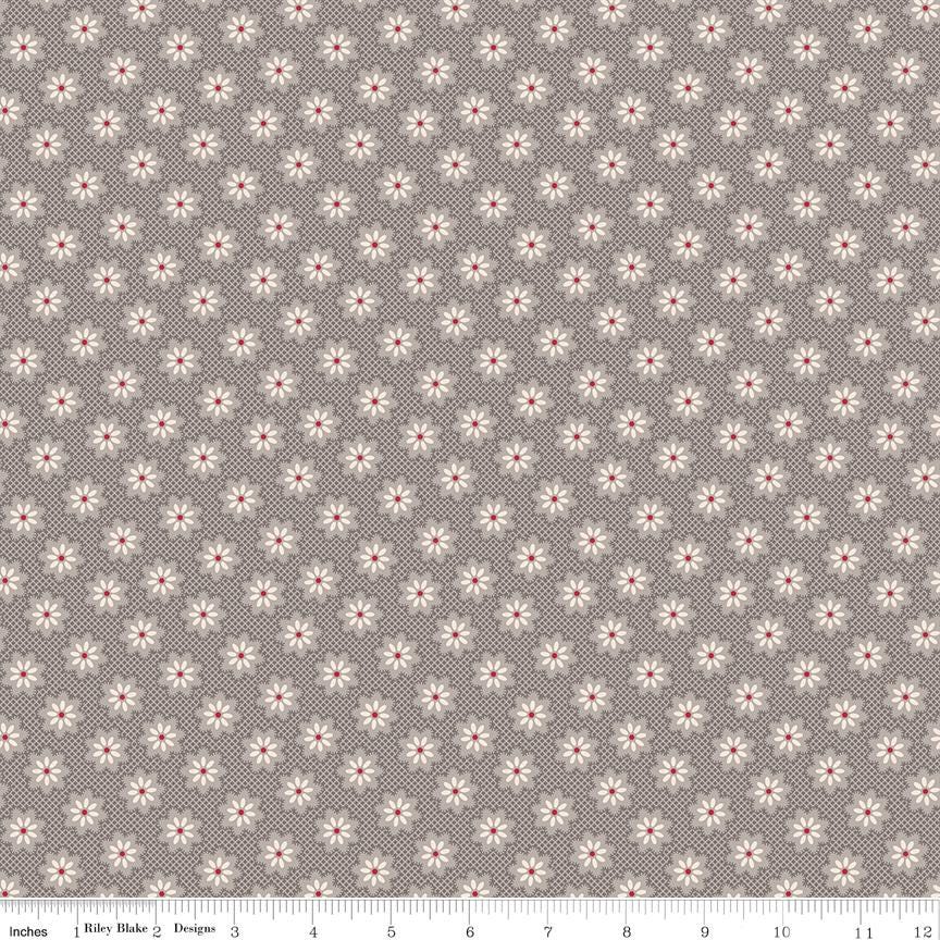 Milk Can Woolly Flower 1/2 Yard, Lori Holt Hometown Holiday Collection Designer Quilting Cotton by Riley Blake Designs