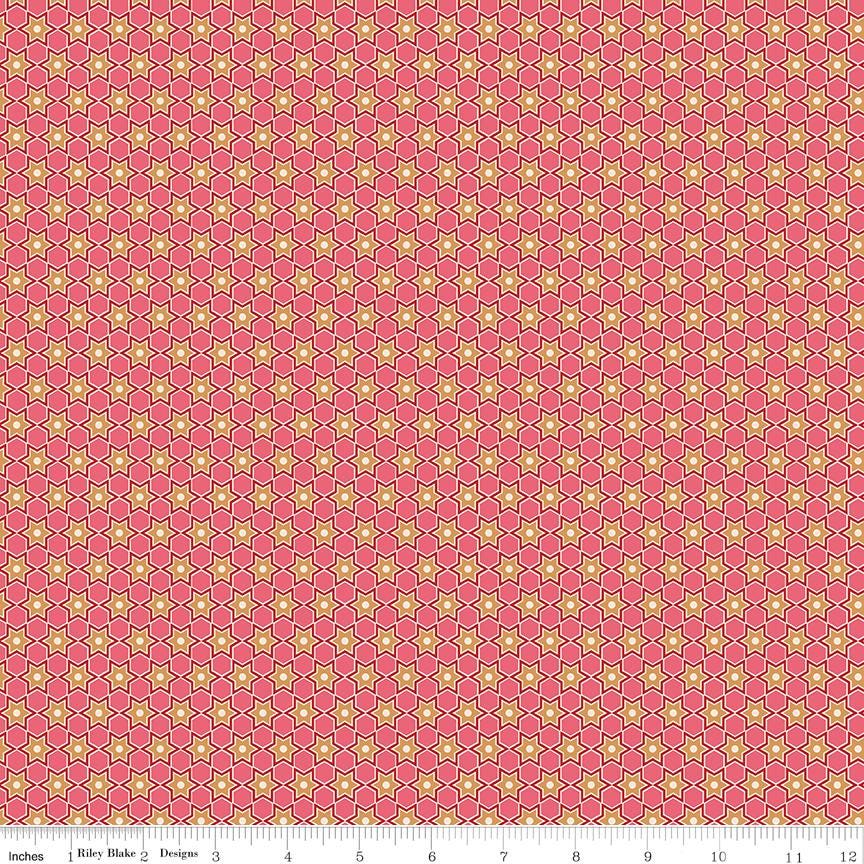 Tea Rose Stars 1/2 Yard, Lori Holt Hometown Holiday Collection Designer Quilting Cotton by Riley Blake Designs