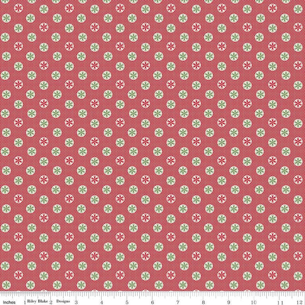 Riley Red Snowflake 1/2 Yard, Lori Holt Hometown Holiday Collection Designer Quilting Cotton by Riley Blake Designs
