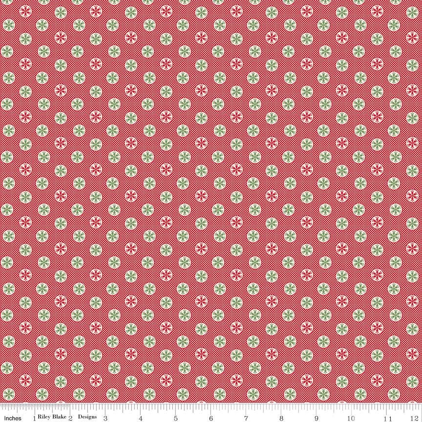 Riley Red Snowflake 1/2 Yard, Lori Holt Hometown Holiday Collection Designer Quilting Cotton by Riley Blake Designs
