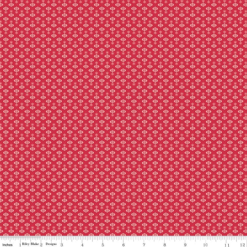 Riley Red Ornaments 1/2 Yard, Lori Holt Hometown Holiday Collection Designer Quilting Cotton by Riley Blake Designs