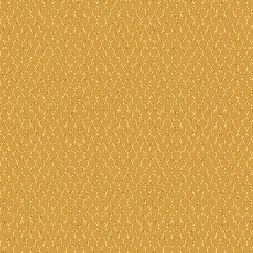1/2 Yard Country Life Chicken Wire, Sunflower Yellow, Designer Quilting Cotton by Jennifer Long