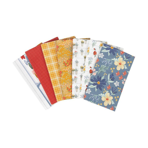Clearance - 1/2 Yard Cuts, Farmhouse Summer Flower Pots, Off White, Designer Quilting Cotton by Echo Park Paper Co.