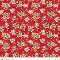 Floral Schoolhouse 1/2 Yard, Lori Holt Hometown Holiday Collection Designer Quilting Cotton by Riley Blake Designs
