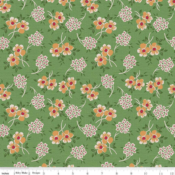 Floral Basil 1/2 Yard, Lori Holt Hometown Holiday Collection Designer Quilting Cotton by Riley Blake Designs