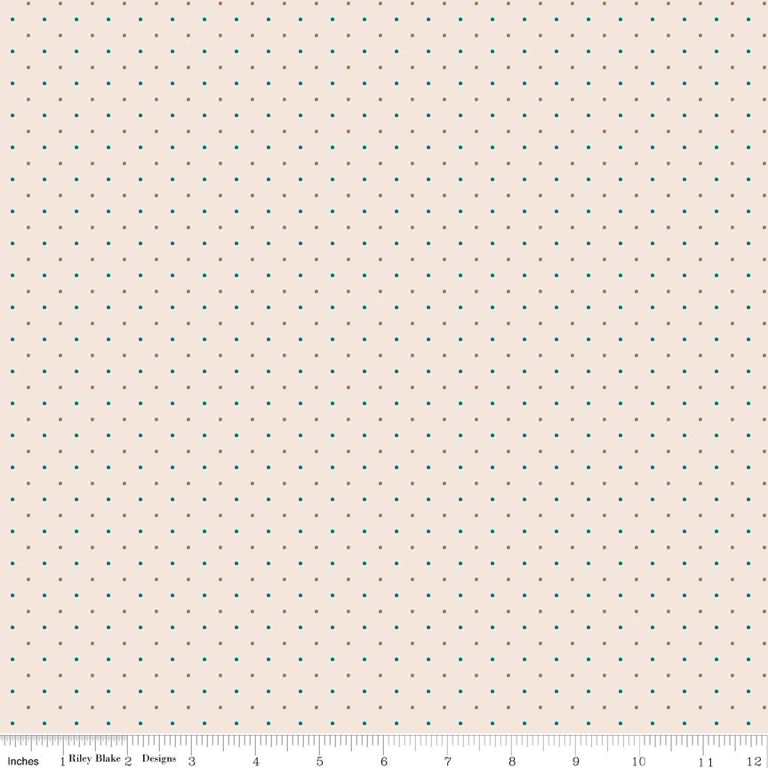 Latte Dotty 1/2 Yard, Lori Holt Hometown Holiday Collection Designer Quilting Cotton by Riley Blake Designs