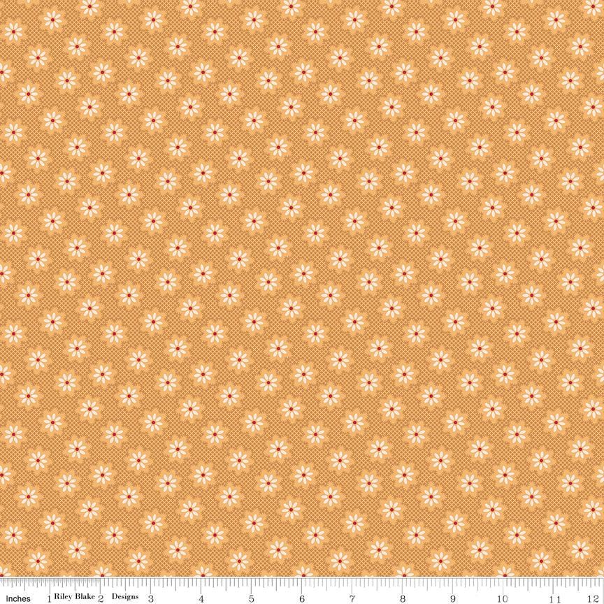 Cider Woolly Flower 1/2 Yard, Lori Holt Hometown Holiday Collection Designer Quilting Cotton by Riley Blake Designs