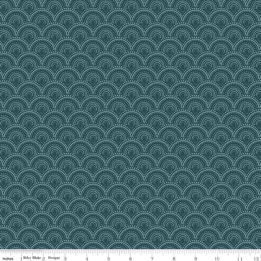 1/2 Yard, Vintage Charm Scallops Midnight, Designer Quilting Cotton by Dani Mogstad from Riley Blake Designs