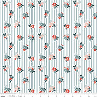 1/2 Yard, Vintage Charm Floral Stripes Stone, Designer Quilting Cotton by Dani Mogstad from Riley Blake Designs