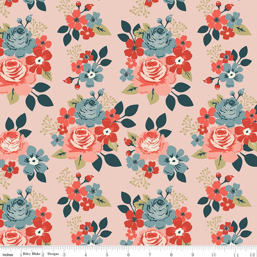 1/2 Yard, Vintage Charm Main Blush, Designer Quilting Cotton by Dani Mogstad from Riley Blake Designs