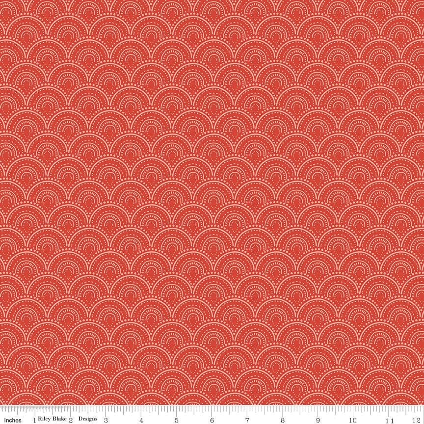 1/2 Yard, Vintage Charm Scallops Red, Designer Quilting Cotton by Dani Mogstad from Riley Blake Designs