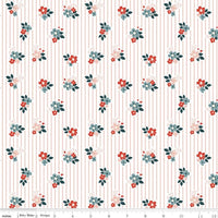 1/2 Yard, Vintage Charm Floral Stripes Blush, Designer Quilting Cotton by Dani Mogstad from Riley Blake Designs
