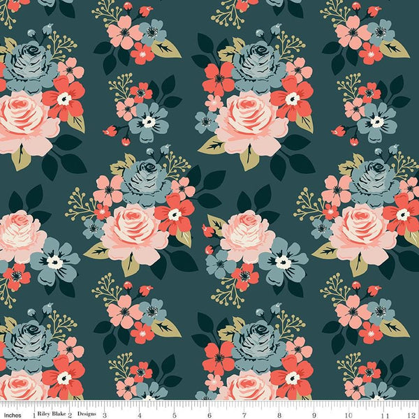1/2 Yard, Vintage Charm Main Midnight, Designer Quilting Cotton by Dani Mogstad from Riley Blake Designs