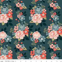 1/2 Yard, Vintage Charm Main Midnight, Designer Quilting Cotton by Dani Mogstad from Riley Blake Designs