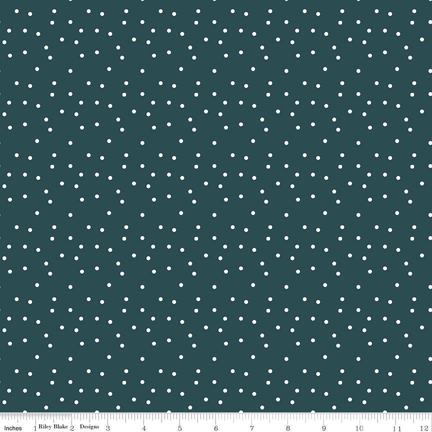 1/2 Yard, Vintage Charm Dots Midnight Blue, Designer Quilting Cotton by Dani Mogstad from Riley Blake Designs