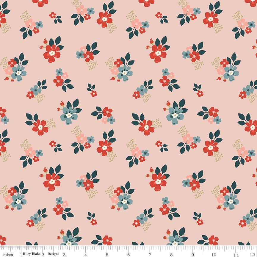 1/2 Yard, Vintage Charm Floral Blush, Designer Quilting Cotton by Dani Mogstad from Riley Blake Designs