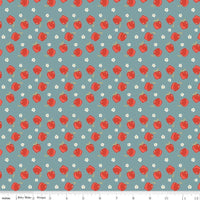 1/2 Yard, Vintage Charm Apples Stone Blue, Designer Quilting Cotton by Dani Mogstad from Riley Blake Designs