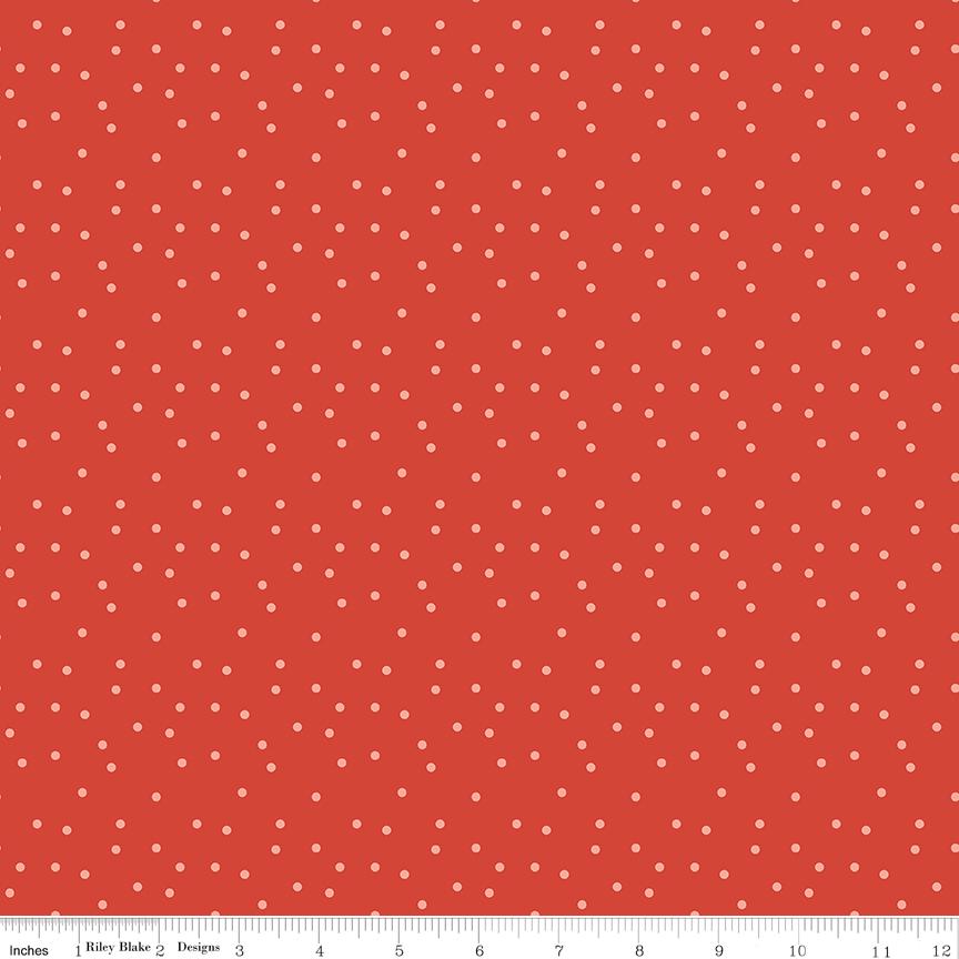 1/2 Yard, Vintage Charm Dots Red, Designer Quilting Cotton by Dani Mogstad from Riley Blake Designs
