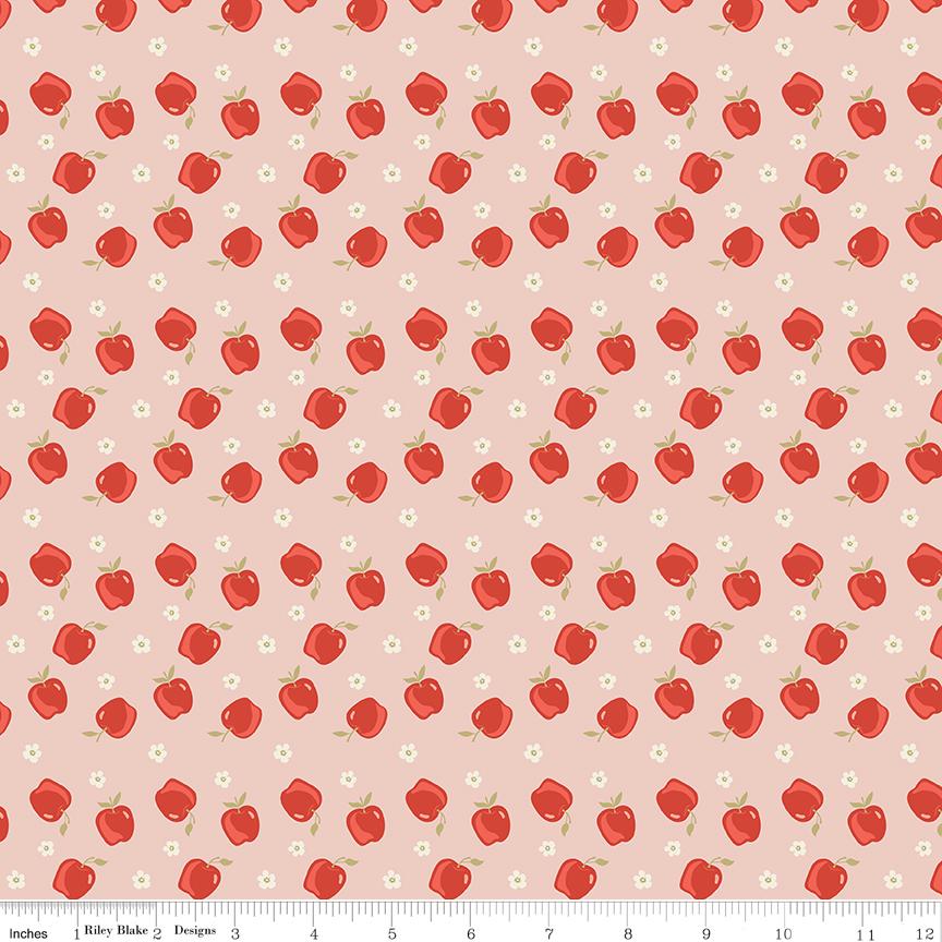 1/2 Yard, Vintage Charm Apples Blush Pink, Designer Quilting Cotton by Dani Mogstad from Riley Blake Designs