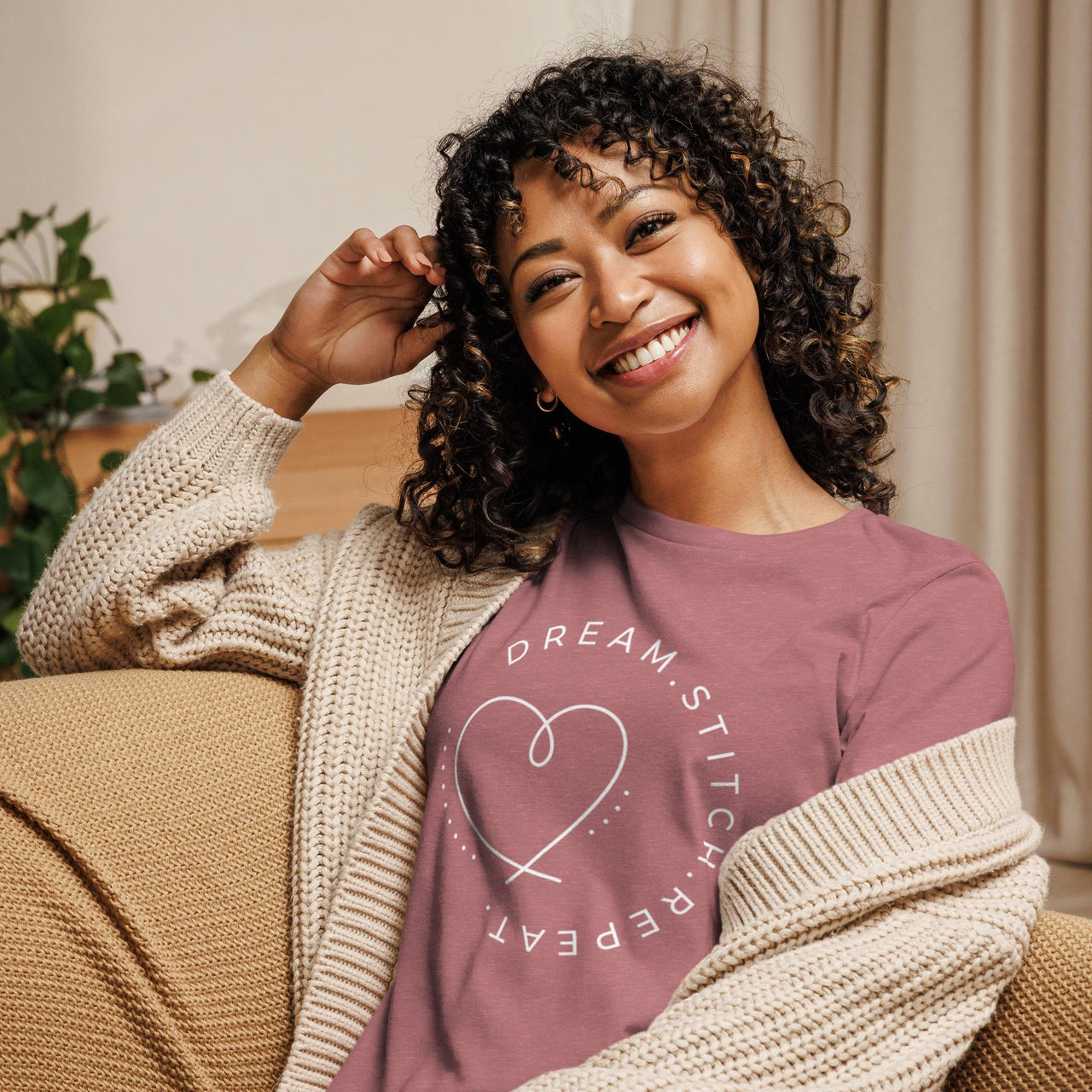 Women's Sewing and Quilting Themed T-Shirt, White on Color
