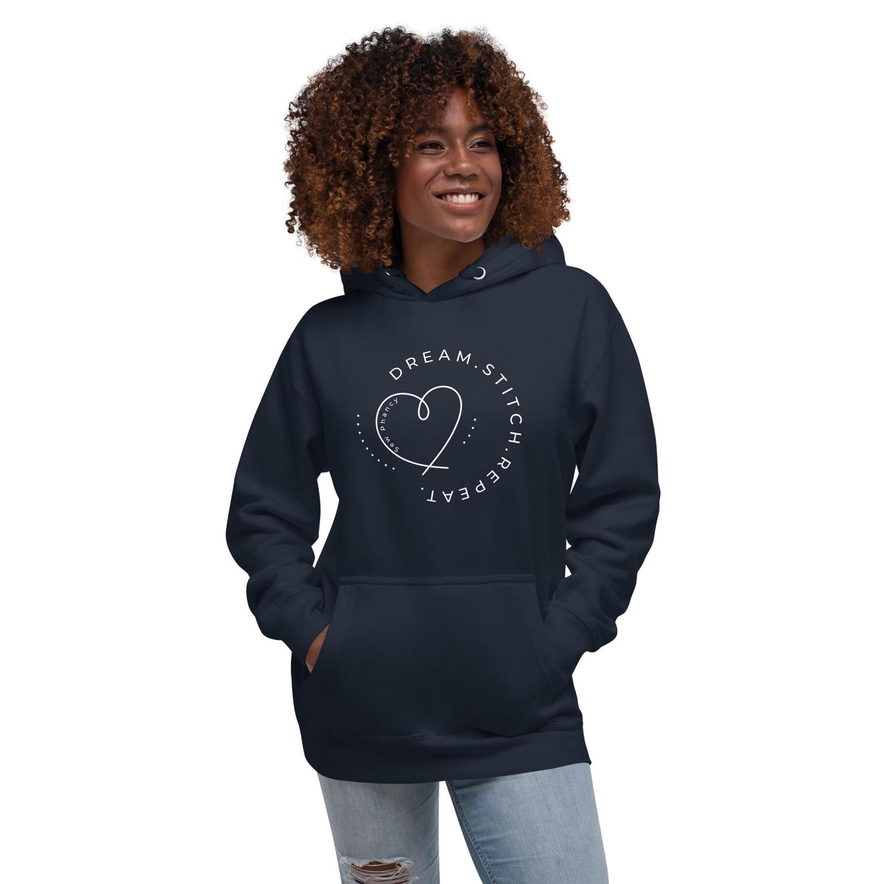 Women's Sewing and Quilting Themed Sweatshirt, White on Color