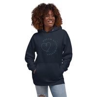 Dream Stitch Repeat Sewing Quilting Themed Sweatshirt, Blue on color