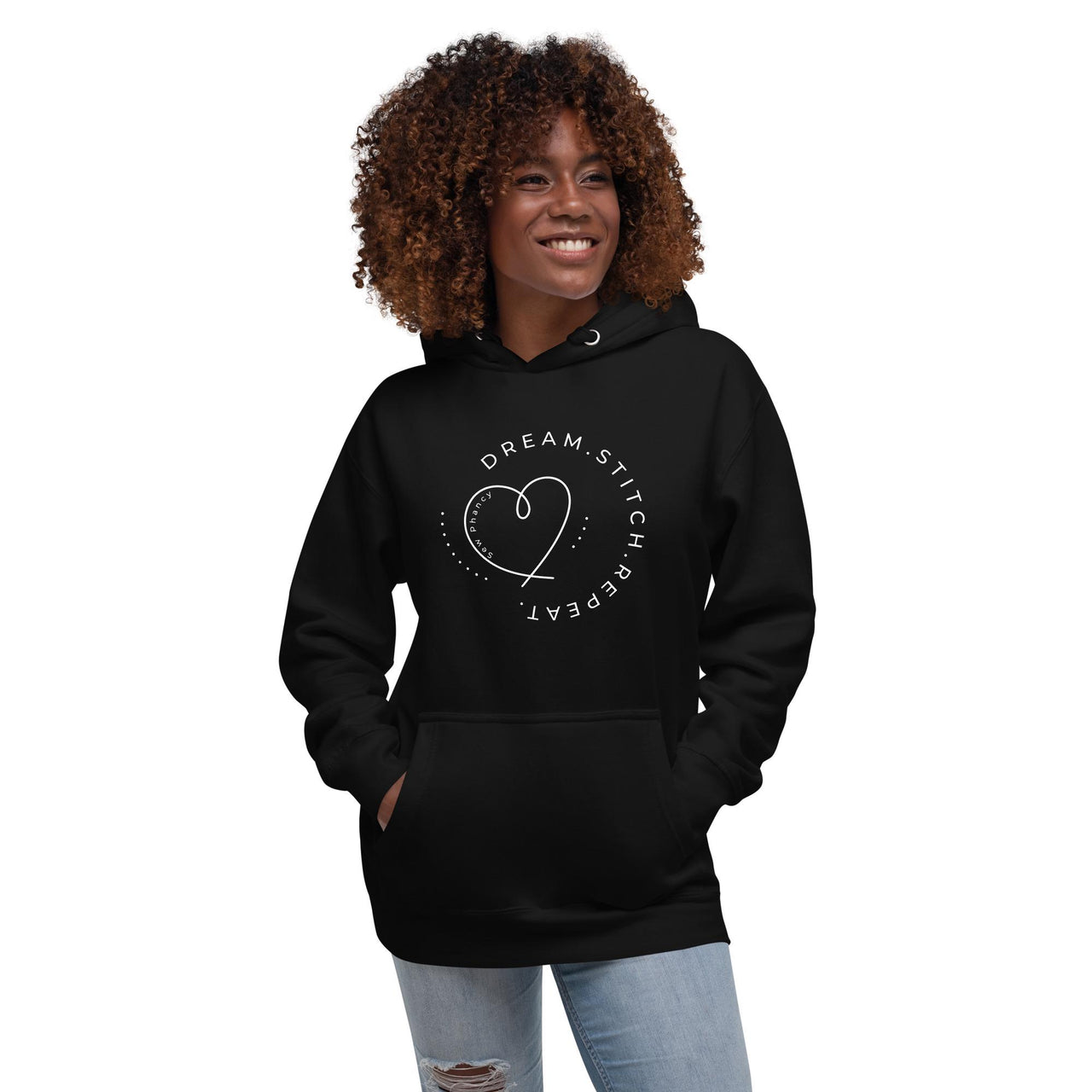 Women's Sewing and Quilting Themed Sweatshirt, White on Color