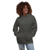 Dream Stitch Repeat Sewing Quilting Themed Sweatshirt, Blue on color