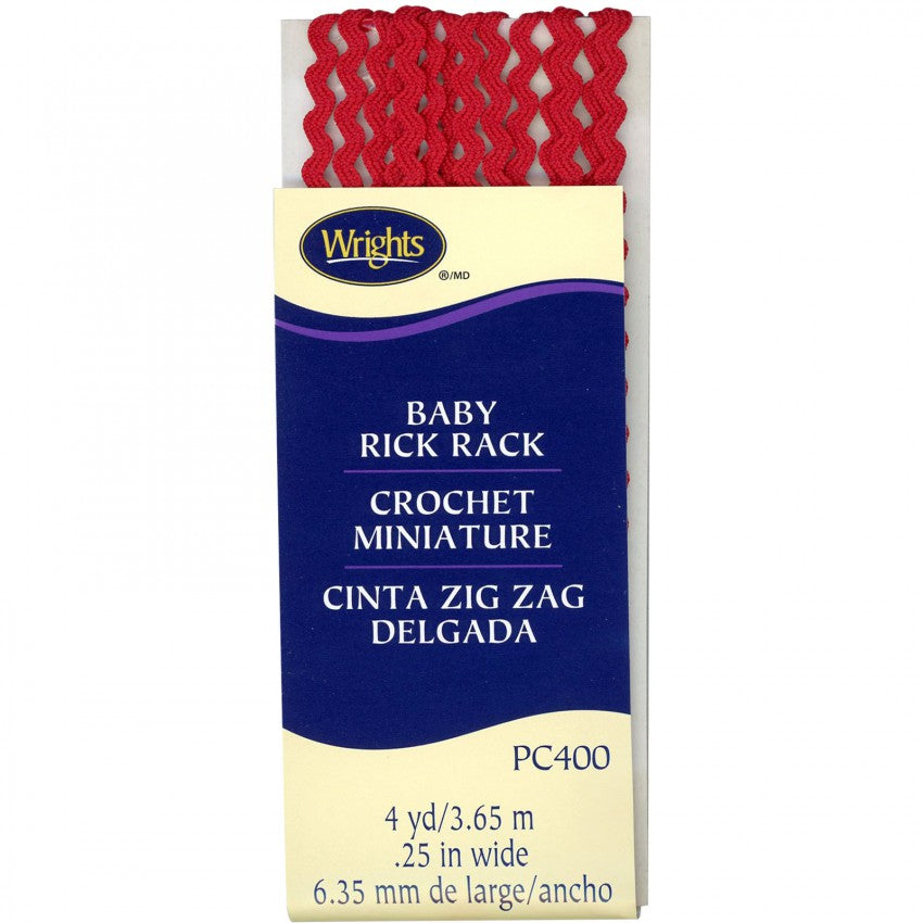 Baby Rick Rack, 1/4" x 4 Yards - Red